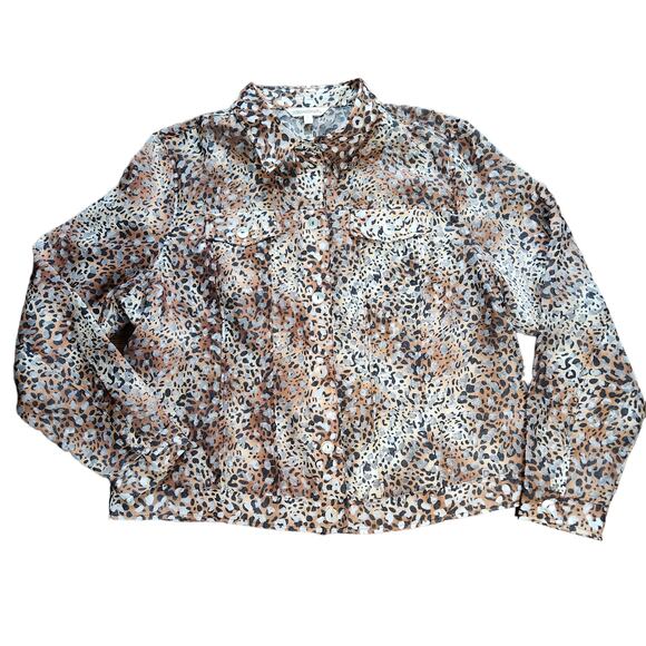 TravelSmith lightweight leopard print jacket laser-cut semi-sheer size XL - Picture 1 of 9